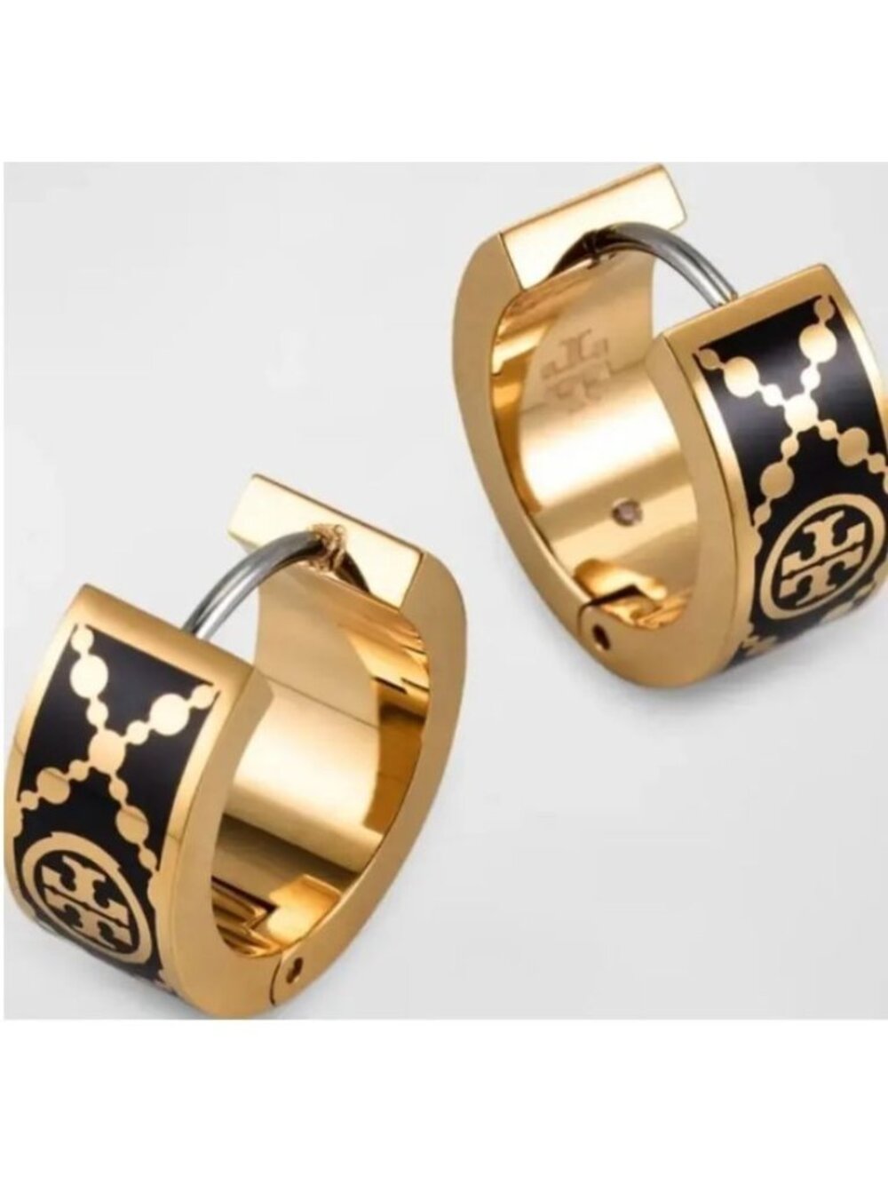 Tory Burch Black and Gold T-Monogram Huggie Earrings and Bracelet Set -10169 - Picture 5 of 7